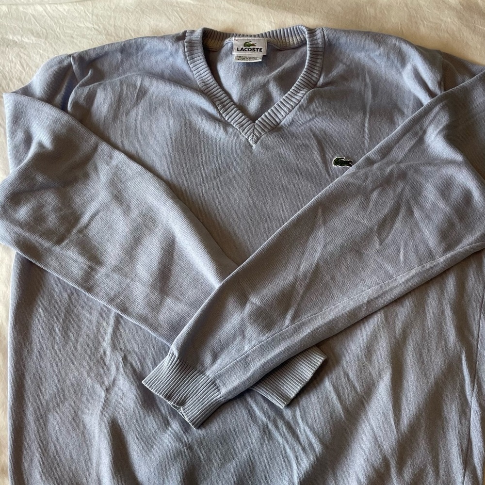 Lacoste V Neck light blue sweater